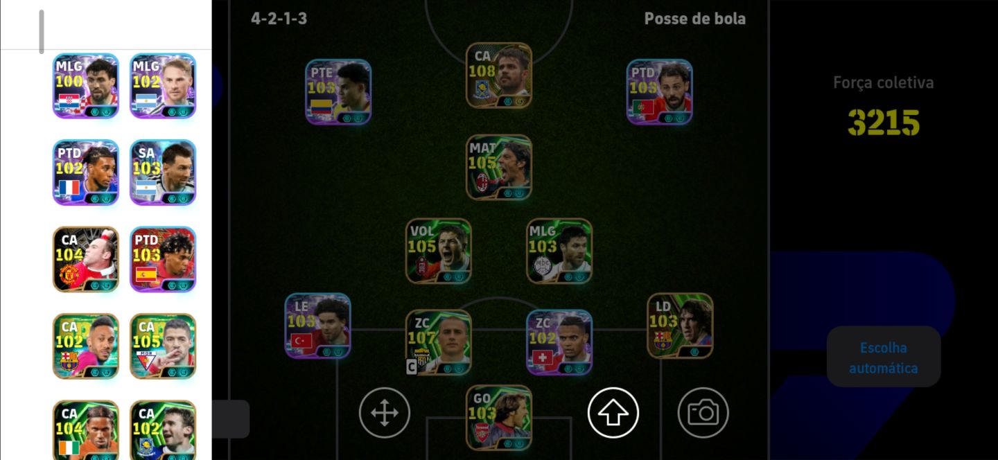 CONTA EFOOTBALL | CANNAVARO 107 + DIOGO COSTA 108 + GERRARD 105 | 3215 DE FORÇA