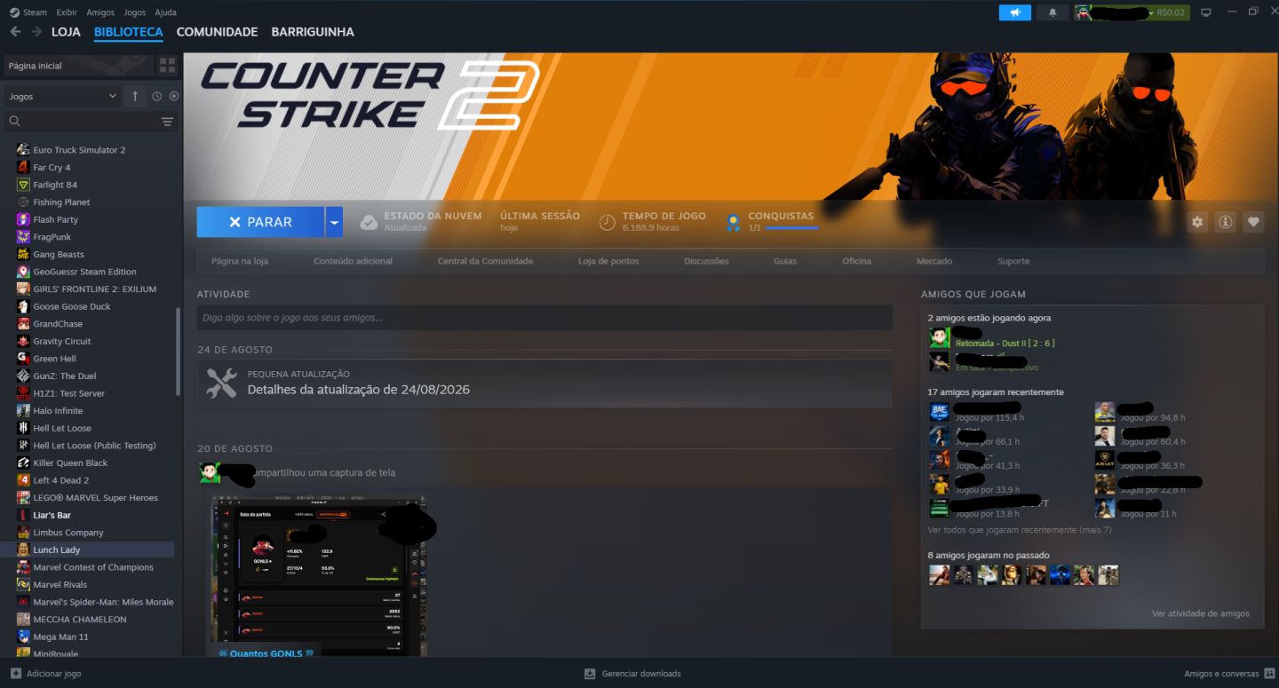 CONTA STEAM, CS2 (LVL 18 GC, 7 FACEIT 23K ESPECIAL SEASON 4) MEDALHAS E JOGOS