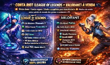 Conta Riot Games | LoL | Valorant | Wild Rift | Team Fight Tatitcs (TFT) | 2xKO