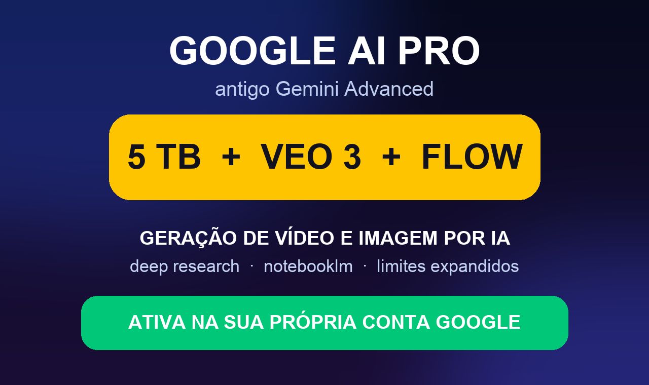 Gemini Google AI Pro + Antigravity + 5TB Drive + Veo 3 e Flow
