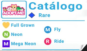 ADOPT ME | CATÁLOGO DE PETS RAROS FULL GROWN | FLY, RIDE, NEON, MEGA