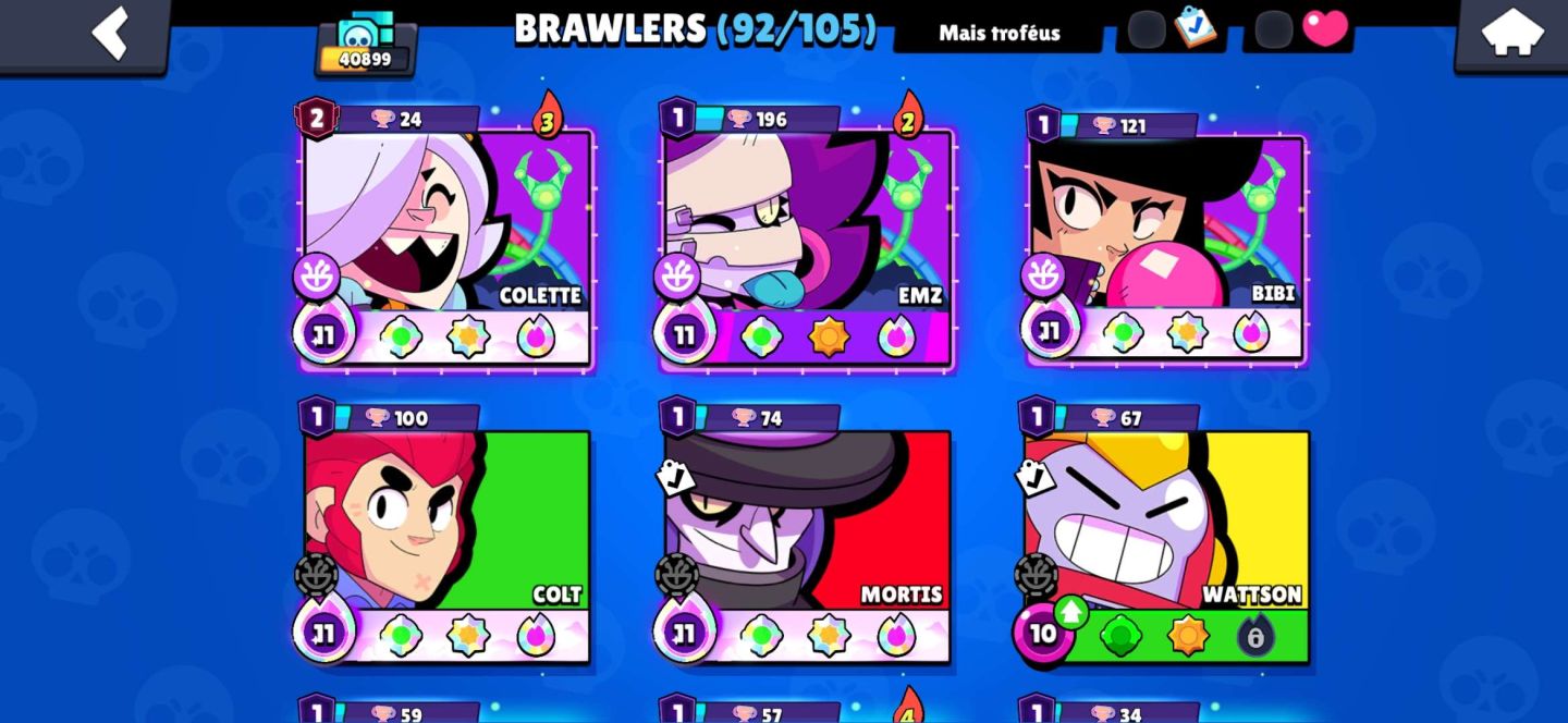 CONTA BRAWL STARS TODOS OS PRIMEIRO PASSES E VARIAS SKINS RARAS 40K TROFÉUS