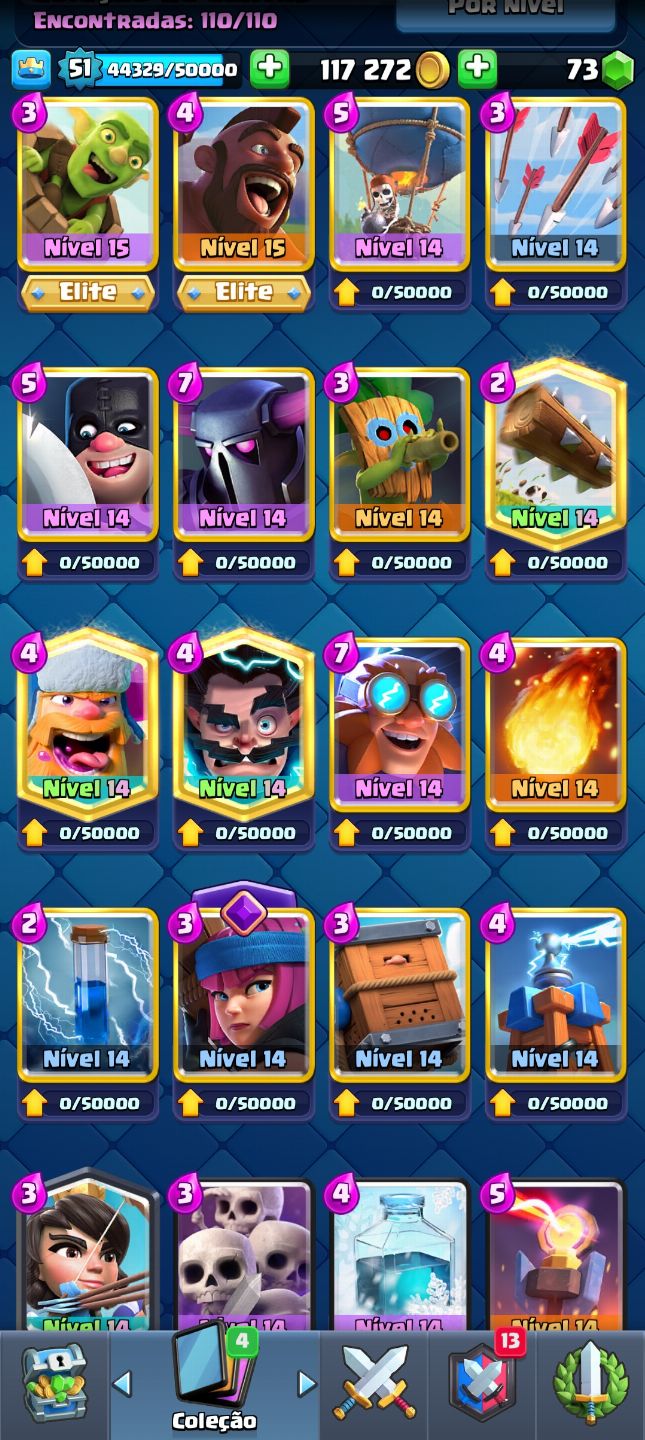Conta clash royale muito upada várias cartas nível 15 e 14