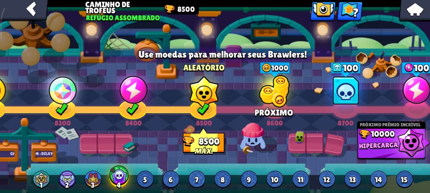 Conta Brawl Stars 8.000 Troféus + 47 Personagens e Muito Mais!