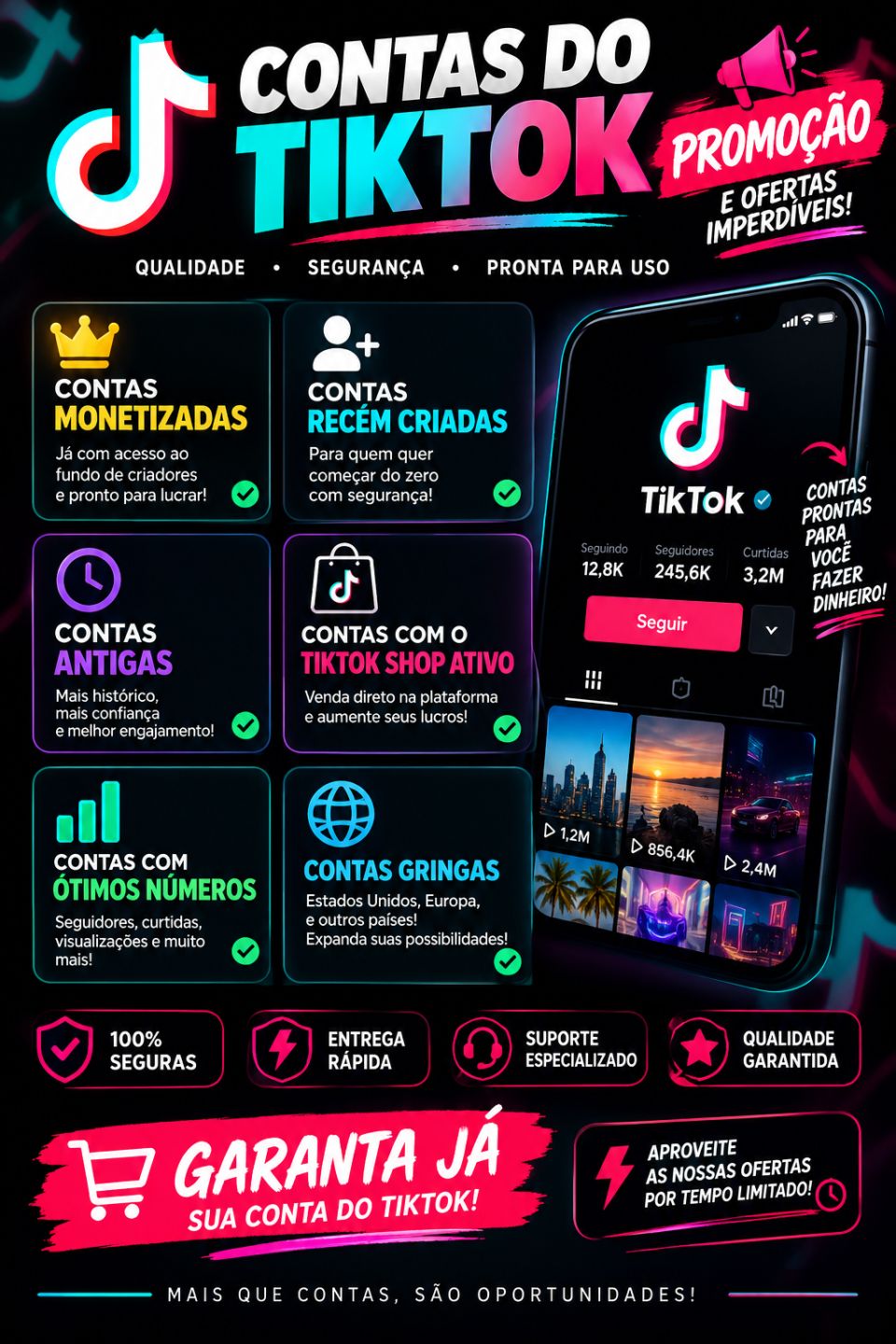 TIKTOK - CONTAS MONETIZADAS,ANTIGAS,NOVAS E MUITO MAIS!!