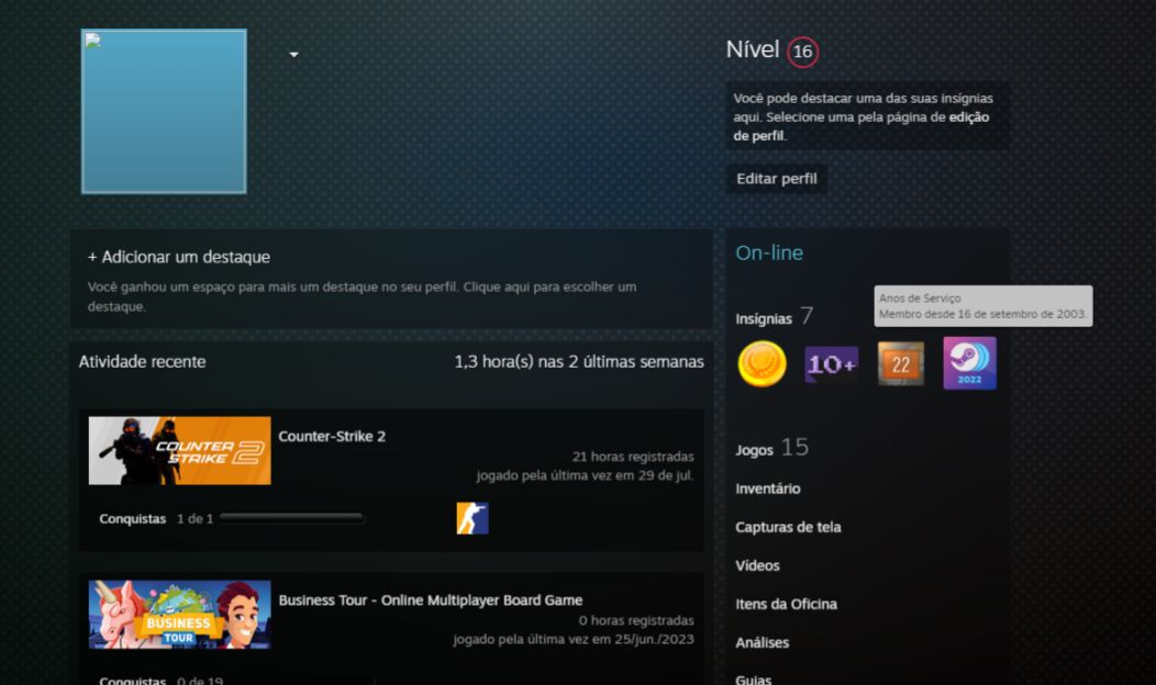 Conta steam da beta! 16 de setembro