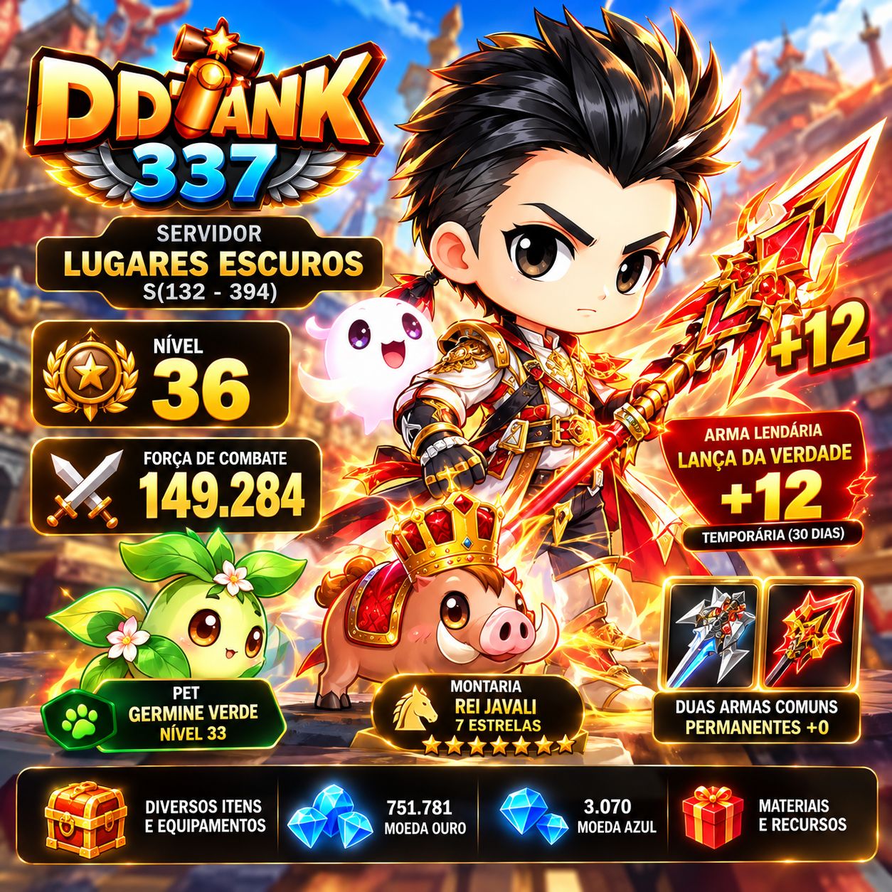DDTANK 337 | 2 CONTAS | LUGARES ESCUROS | LV36 +12 | LV25 +9 | PET LV33