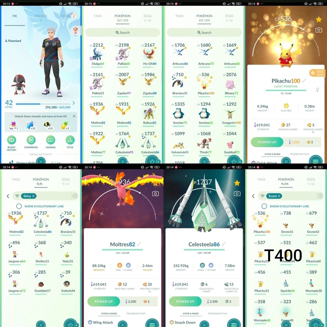 Pokémon GO LVL 42 | 2 Palkia +Moltres shiny + 3 + Raikou+Celesteela shiny T400