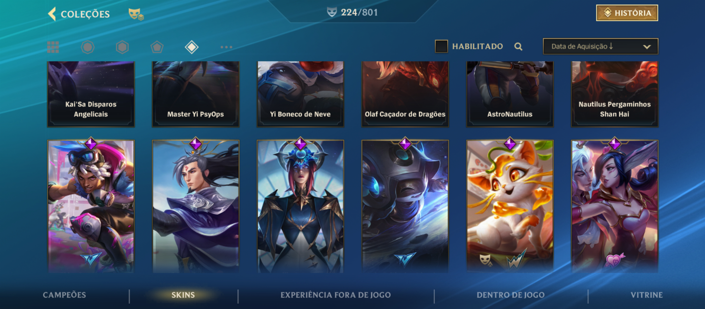 CONTA WILD RIFT +PC 4K GASTO 239 SKINS, 30LENDÁRIAS, 129 ÉPICAS 44k COLECIONADOR