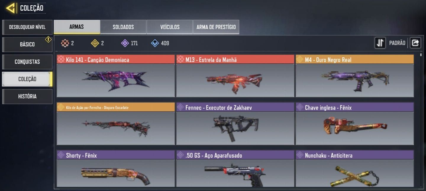 Conta Codm com 2 armas míticas