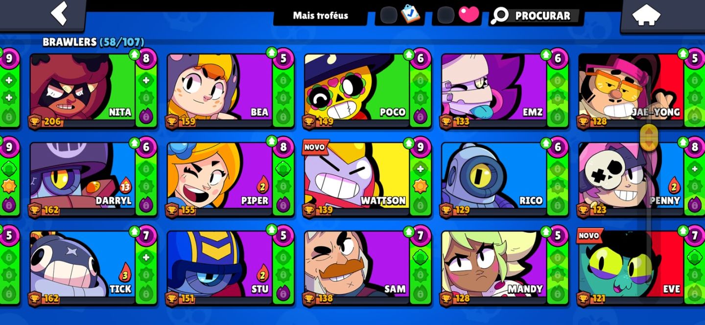 CONTA BRAWL STARS | VÁRIOS BRAWLERS + SKINSz