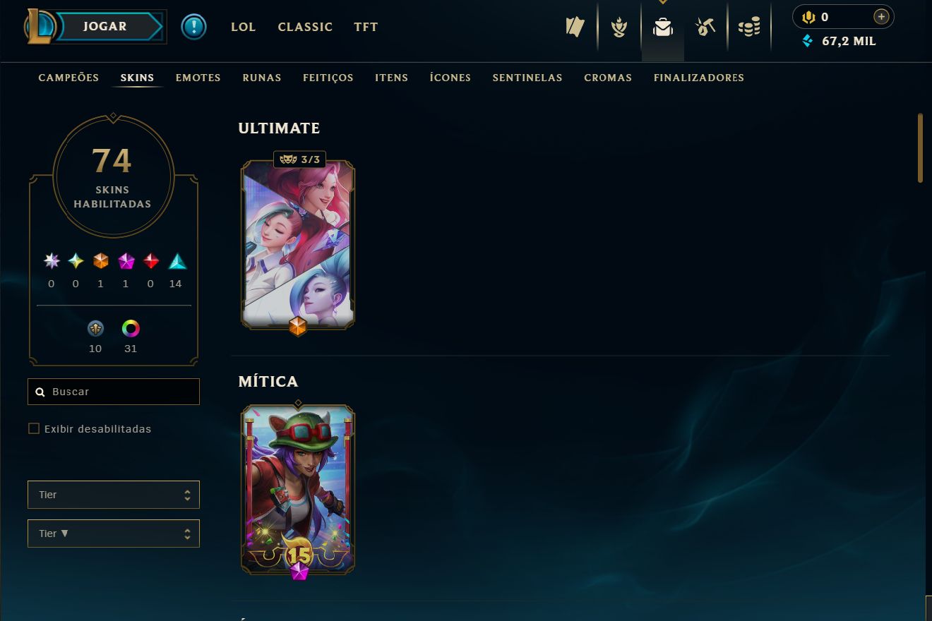 Conta lvl 156 ranked ouro 2 skin ultimate seraphine K/da all out