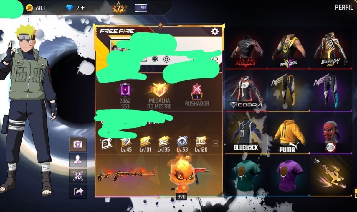 Vende-se conta free fire gemada PV 83