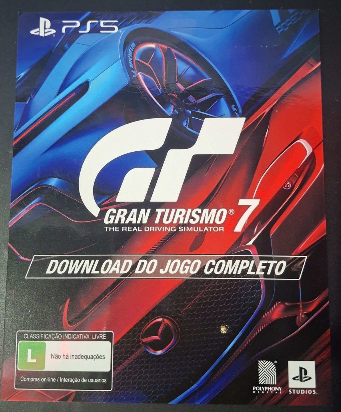 CARTÃO PRESENTE GRAN TURISMO 7 ORIGINAL PS5