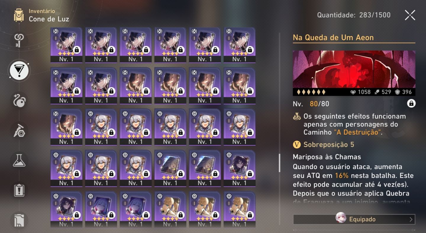 Conta HSR LV MAX | Endgame | Full Eventos | 28 Personagens E 15 LC Limitados