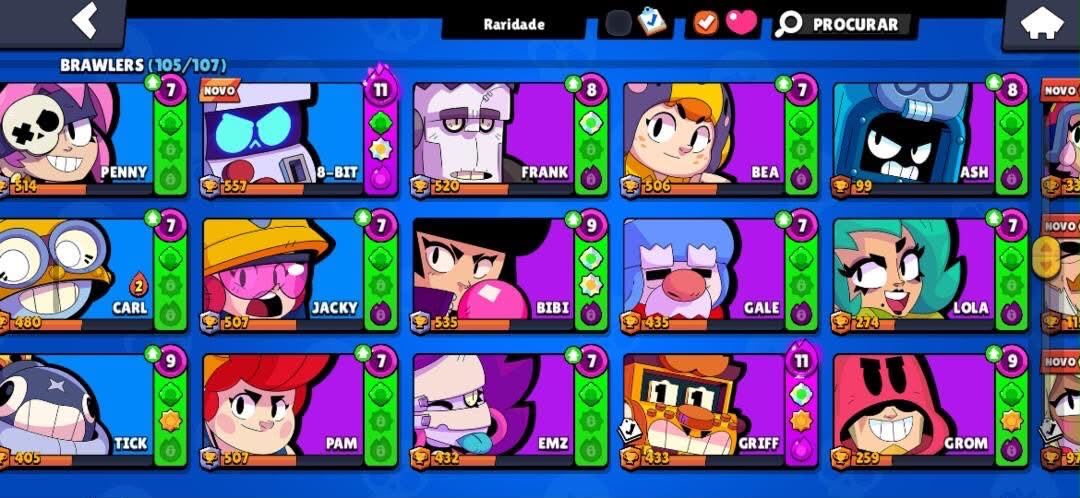 Conta Brawl Stars 59K - 105/107 - 40 Prest - Full P11