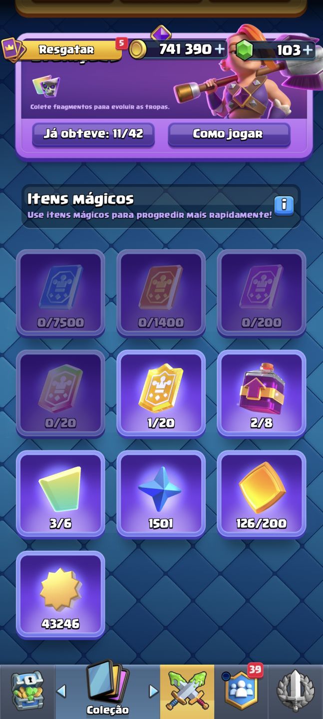Conta Clash Royale Nível 15 121/123 Cartas | 741K Ouro | 103 Gemas