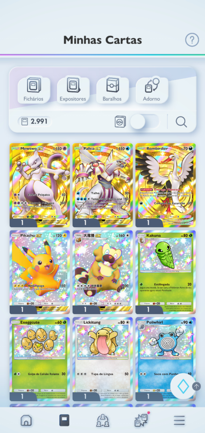 Conta Pokémon TCG - NV 40 com 3 cartas douradas e muitos Shinys, FA e mais!
