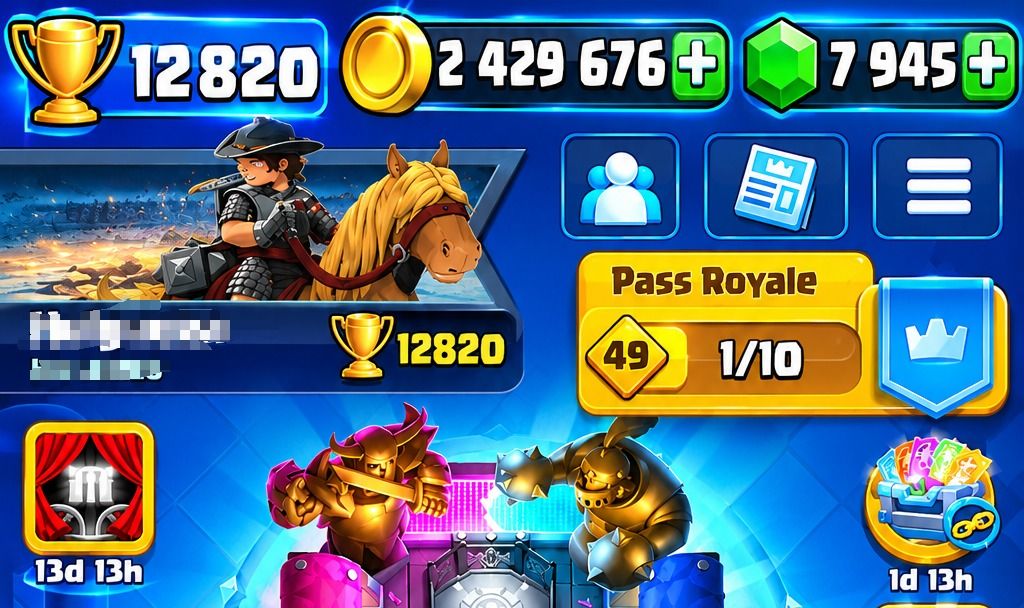CONTA CLASH ROYALE UPADA COM ARENA ALTA | 12800 TROFÉIS | TODAS AS CARTAS
