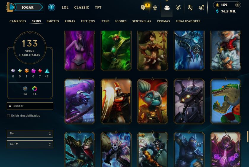 CONTA LOL LEVEL 219, COM 133 SKINS PRATA 1 FULL ACESSO E ENVIO RÁPIDO
