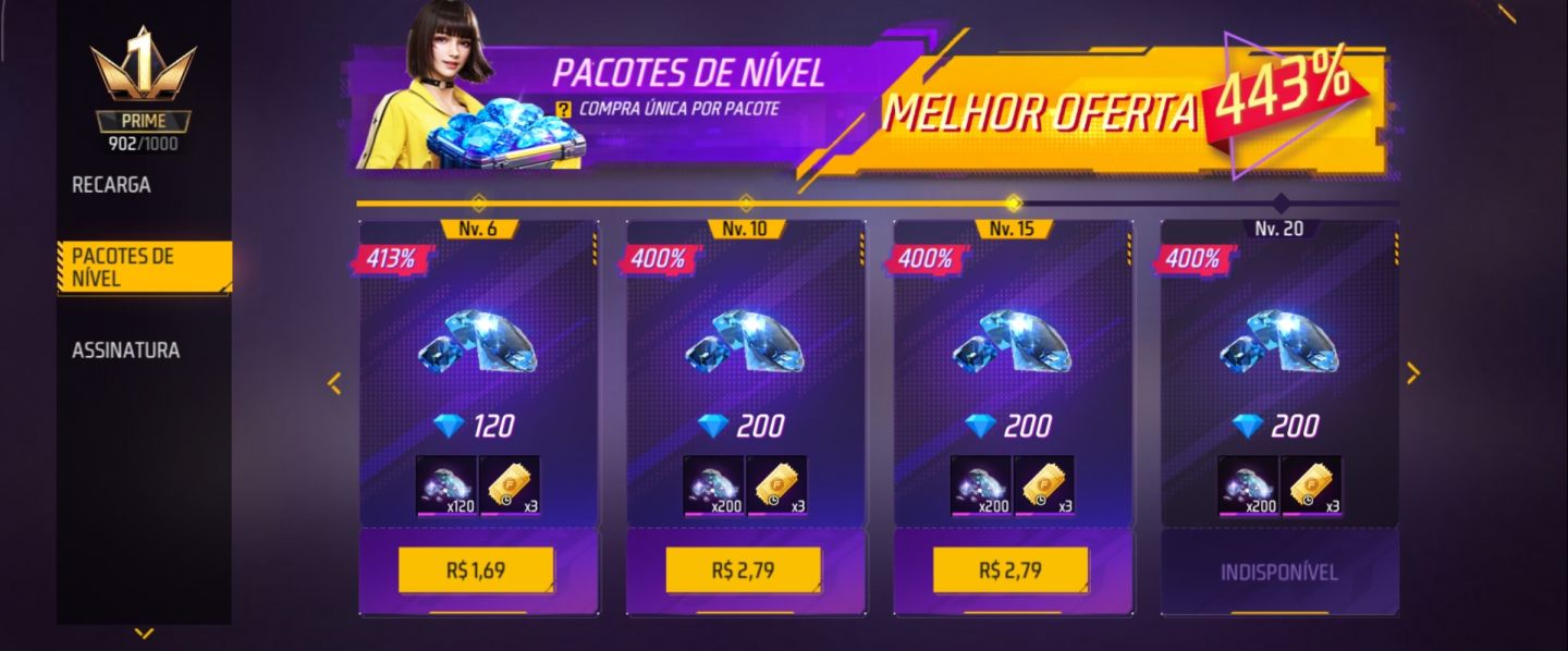 CONTAS LEVEL 20 PARA FREE FIRE BARATAS