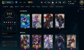 VENDA CONTA LV929, EX DIAMOND, 232 SKINS, FULL CHAMP E 300K ESSENCIAS