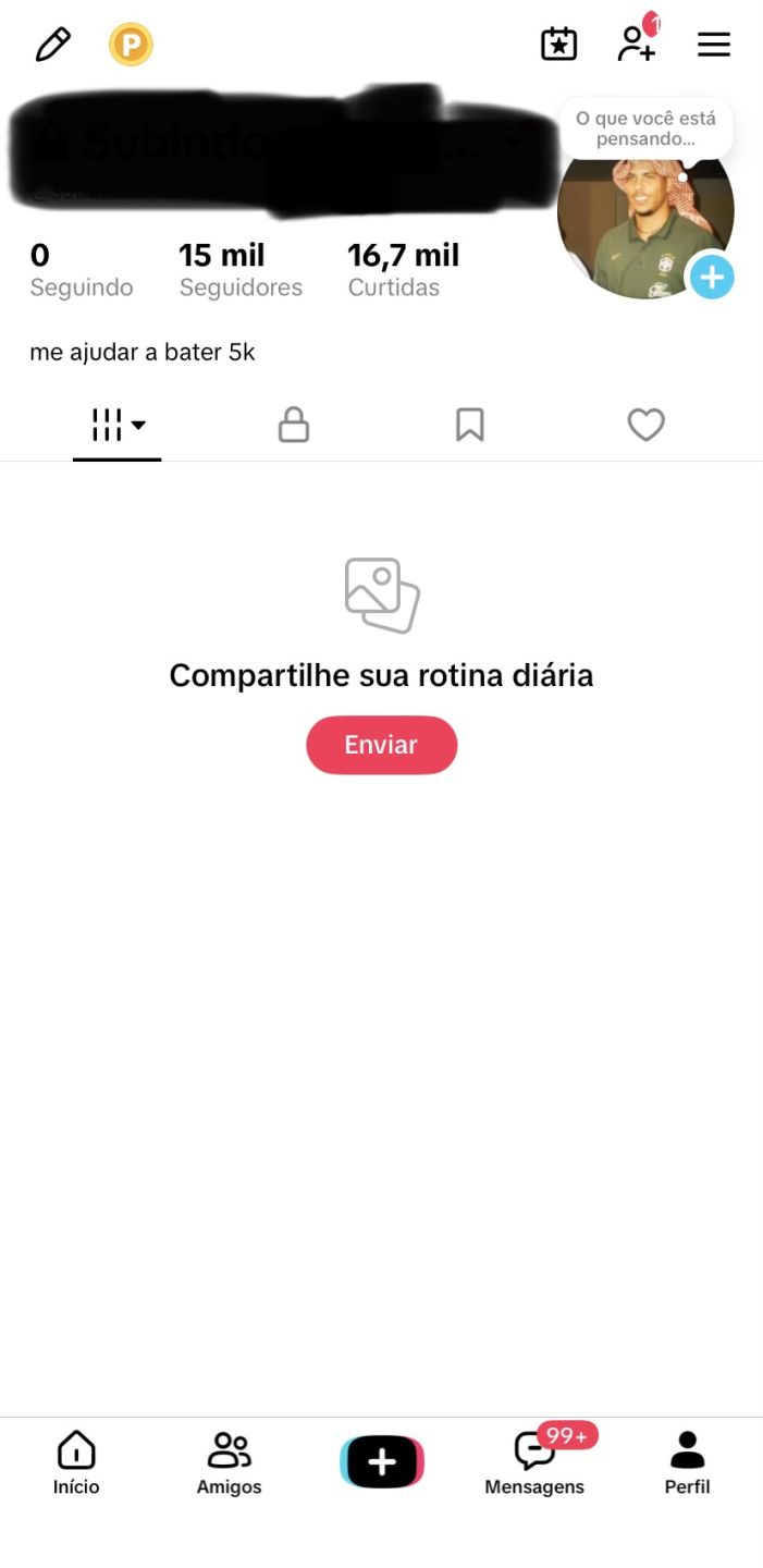 Conta de TikTok 15k de seguidores com live