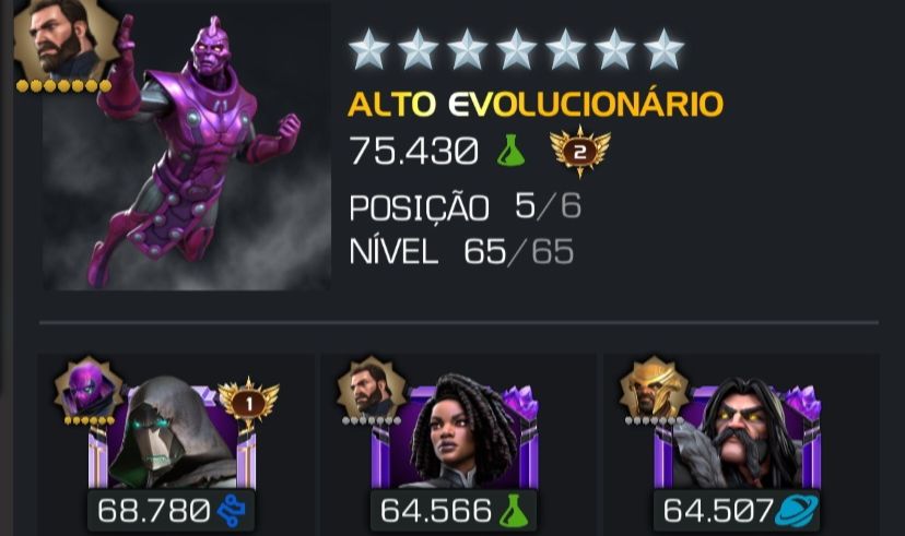 CONTA MARVEL TORNEIO DE CAMPEÕES NIVEL ANCIÃO 65 MARVEL CONTEST OF CHAMPIONS