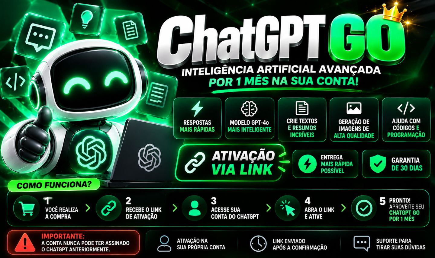 CHATGPT GO 1 MÊS | LINK DE ATIVAÇÃO | ENVIO RÁPIDO
