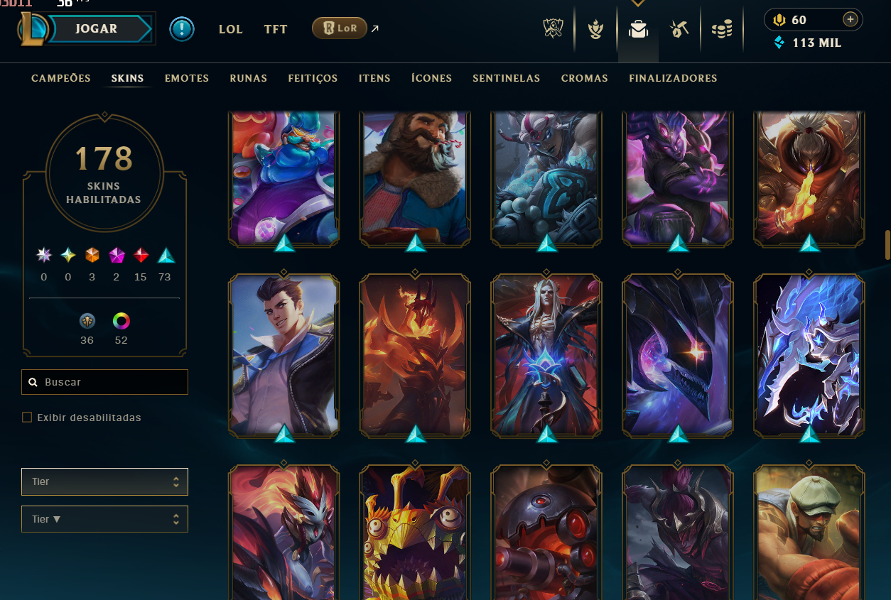 Conta LOL Diamante | 178 Skins | Todos Campeões | Desde 2016