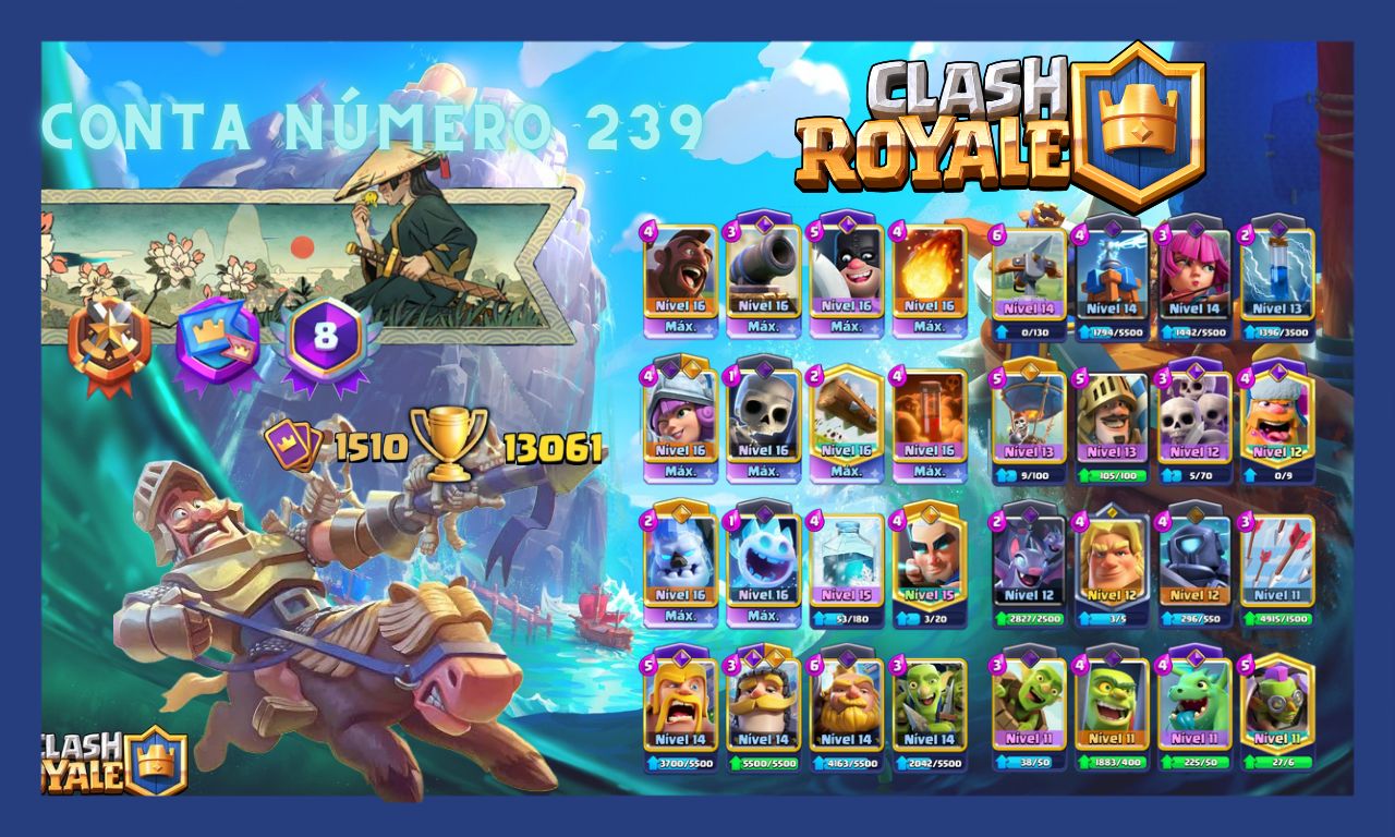 Contas de clash Royale upadas com cartas bem encaminhadas e com Vários troféus.