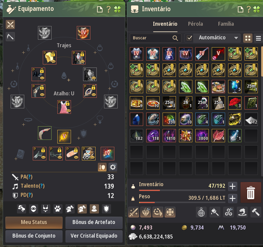 Conta Black Desert SA 893 GS 2 arma deca Vell Brilhante