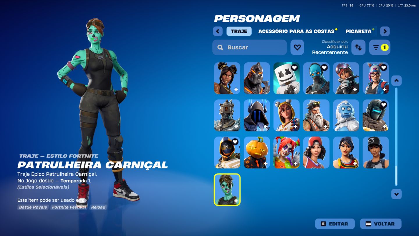 CONTA FORTNITE, MAIS DE 2000 REAIS GASTOS COM SKINS DESDE A SEASON 7