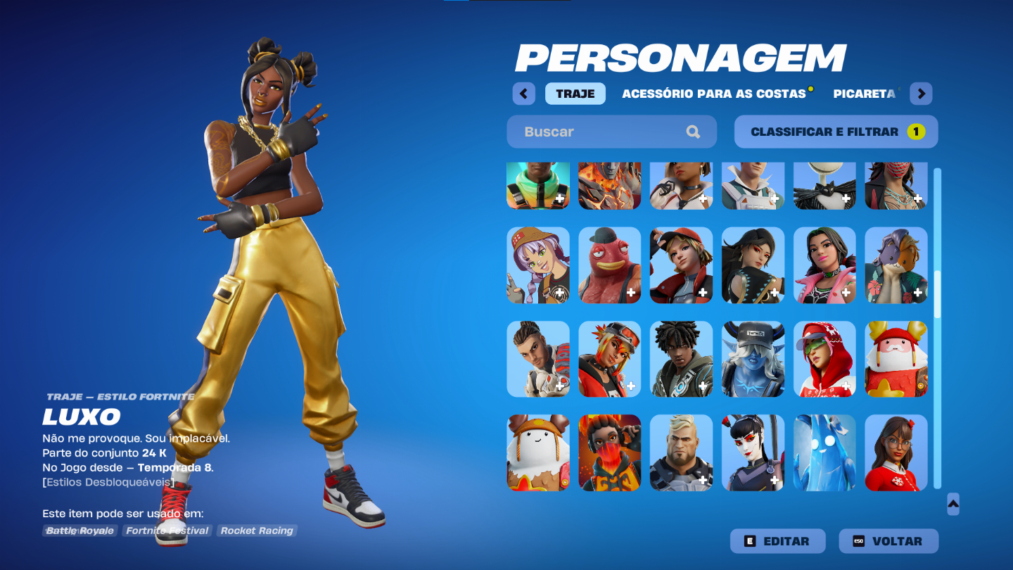 Conta Fortnite og temporada 5, tryhard conta com 199 skins, eminem