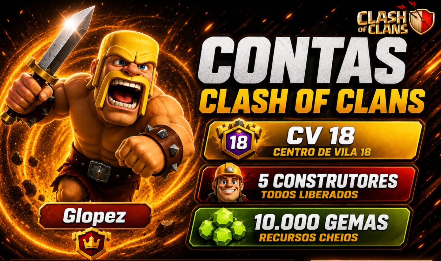 Contas de Clash of Clans /CV 18 + 5 Construtores + Full Acesso + Brindes