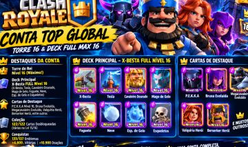 CONTA TOP GLOBAL 14K+ TROFÉUS: NÍVEL MÁXIMO NO CLASH ROYALE!