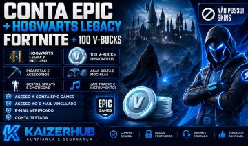 Conta Epic + Hogwarts Legacy | Fortnite 100 V-Bucks | Acesso ao E-mail