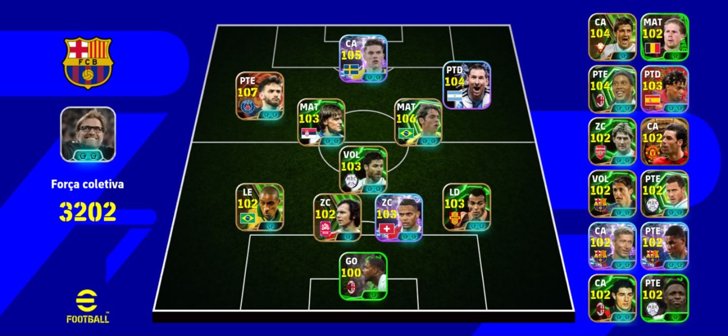 Conta eFootball 3202 | Elenco Forte | Messi + Cartas Especiais