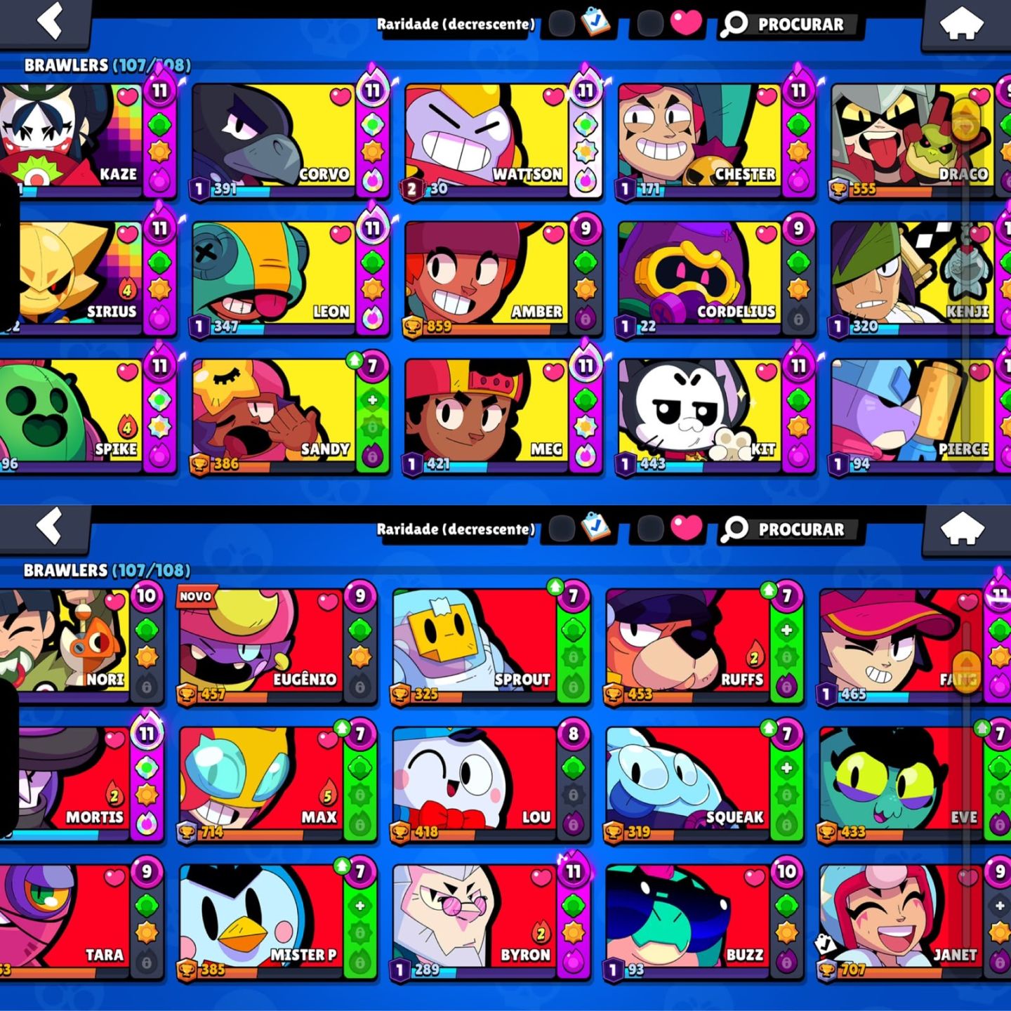 CONTA DE BRAWL STARS 90K DE TROFEUS | 107 BRAWLERS varias skins