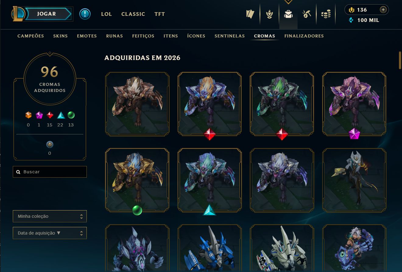 LOL 2014 | D1 75 PDL | EX-MESTRE | 234 SKINS | 4 ULTIMATE | 23 LENDÁRIAS