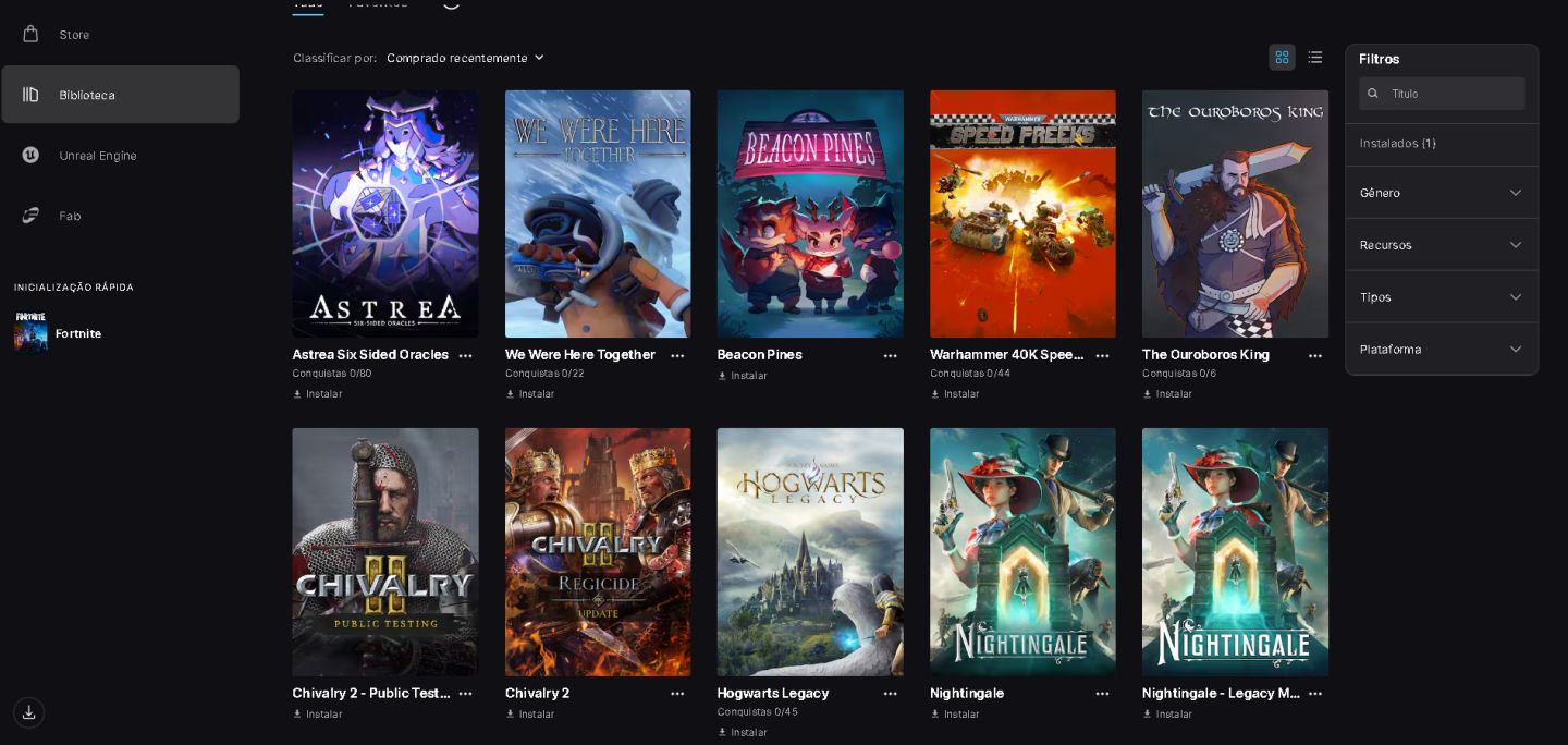 CONTA EPIC GAMES | FORTNITE DIAMANTE 1 + HOGWARTS LEGACY + 36 JOGOS