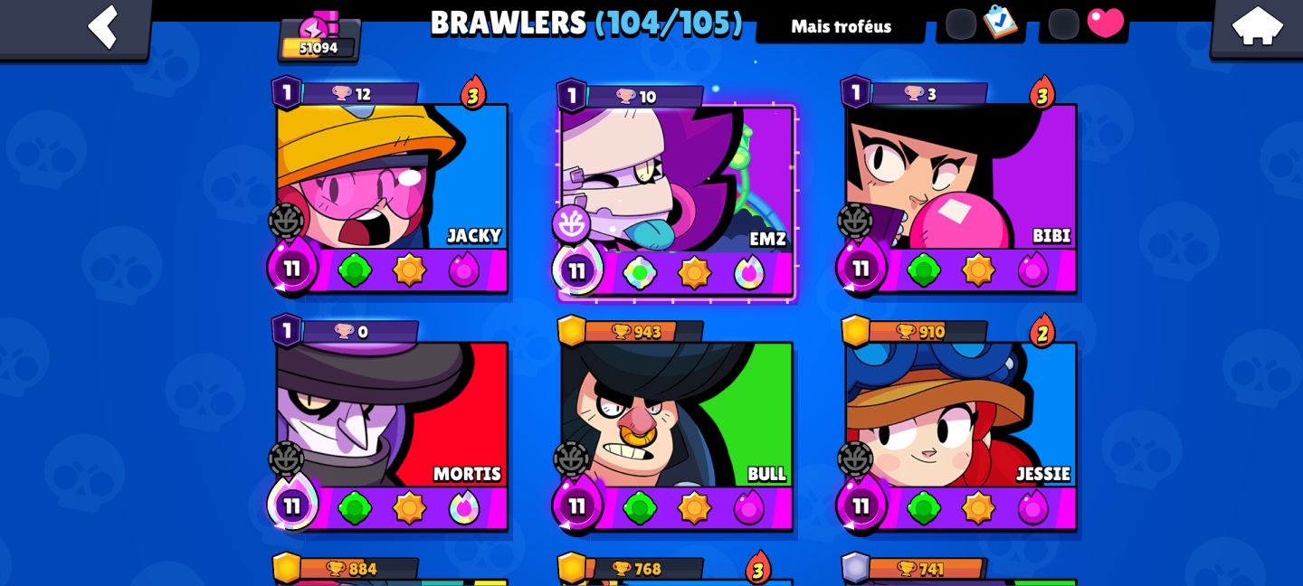 CONTA RARISSIMA, DESDE 2019 BRAWL STARS 104/105 BRAWLERS