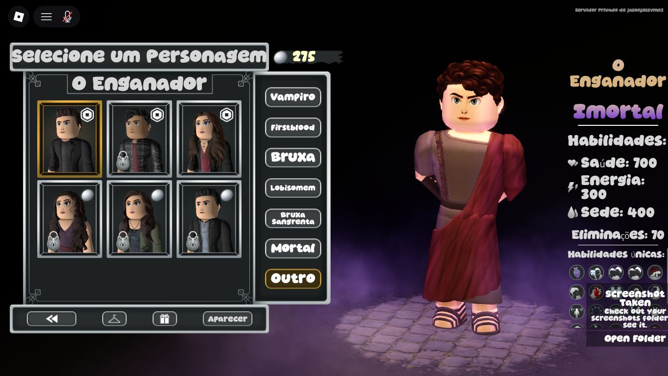 CONTA DE TVL2 ROBLOX (THE VAMPIRE LEGENDS 2)