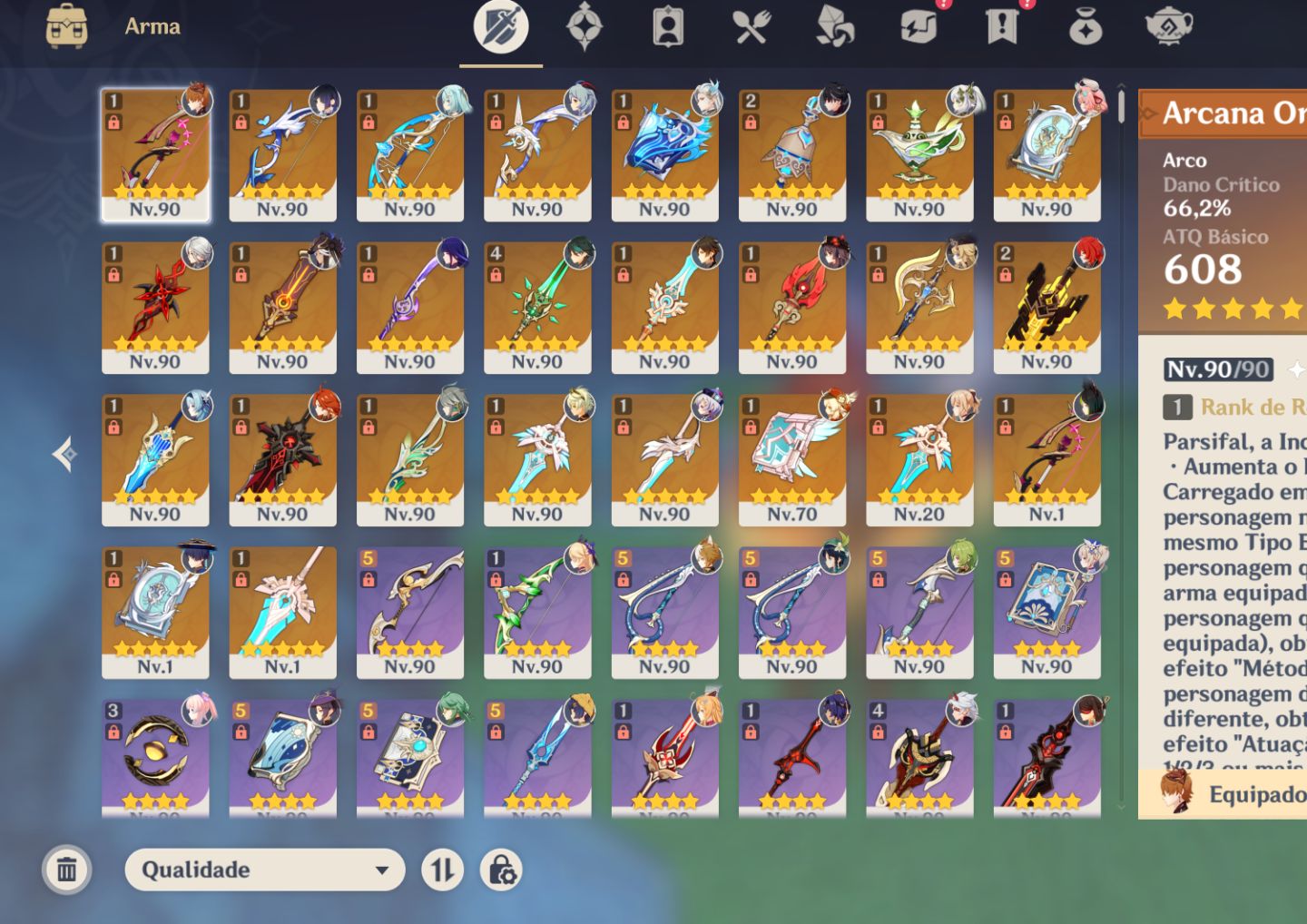 Conta endgame 36 5 estrelas e 26 armas 5 estrelas