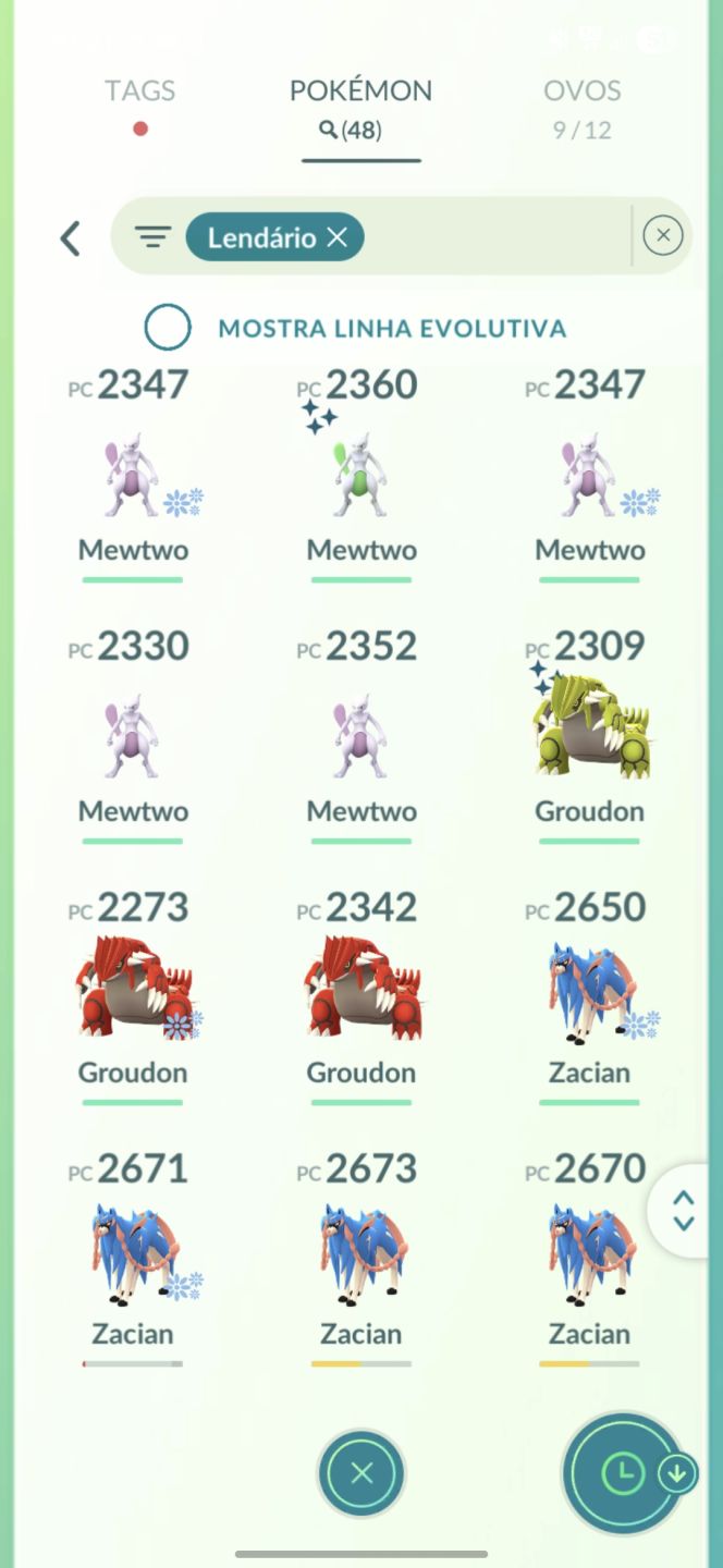 2 lendários shinys + 2 lendários 100% - Pokemon Go