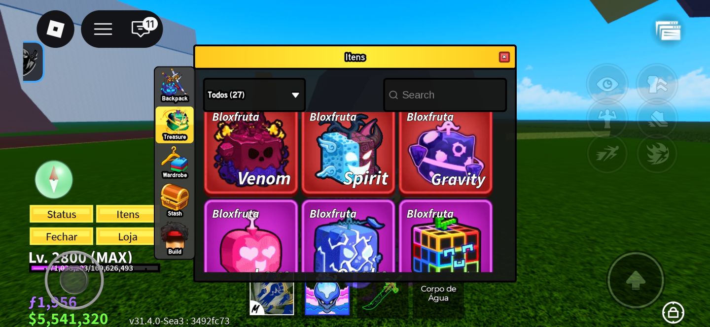 CONTA BLOX FRUITS COM ICE PERM, DARK BLADE E 3 STORAGES FRUTAS E ETC
