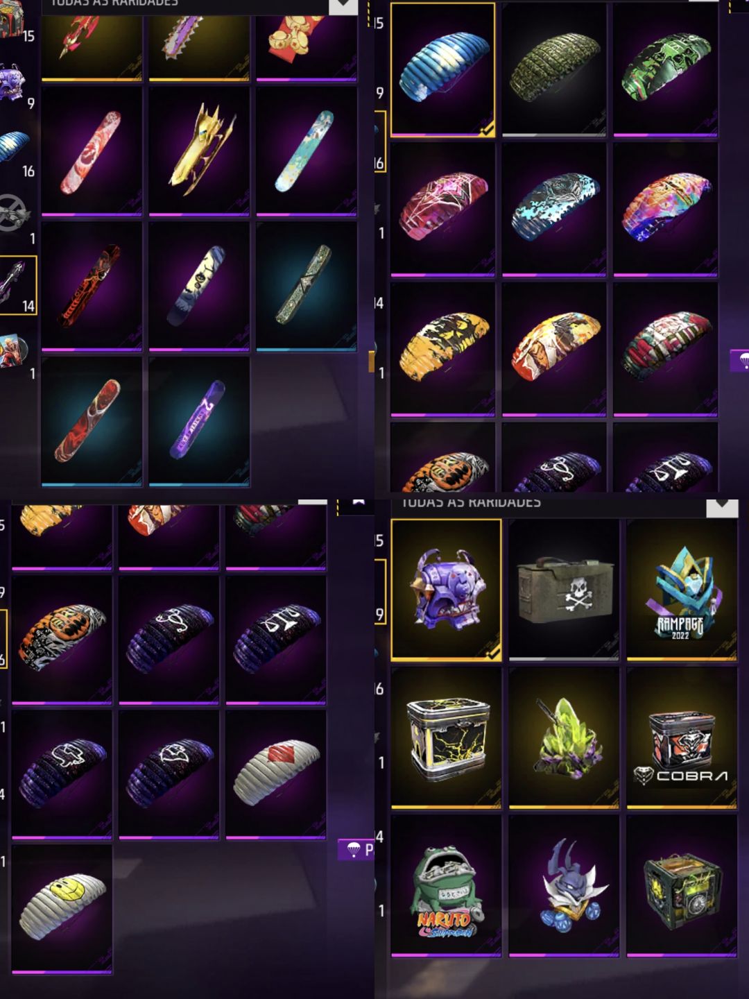 Conta de 8 anos, passes antigos, skins raras
