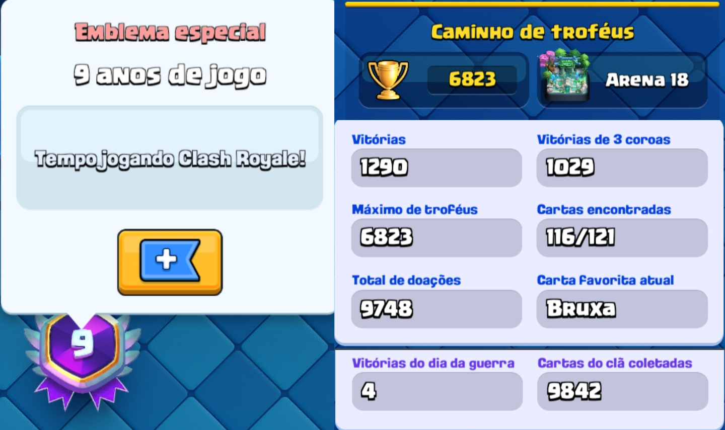 EMBLEMA 9 ANOS DE JOGO | 6.823 TROFÉUS(Arena 18) | Conta Clash Royale