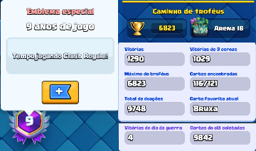 EMBLEMA 9 ANOS DE JOGO | 6.823 TROFÉUS(Arena 18) | Conta Clash Royale