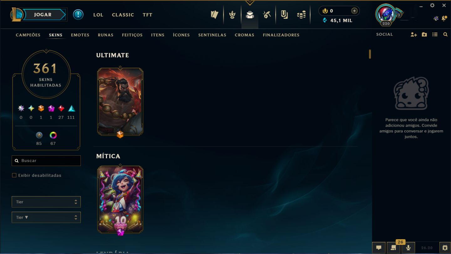 Conta LOL - 361 Skins - ícones antigos